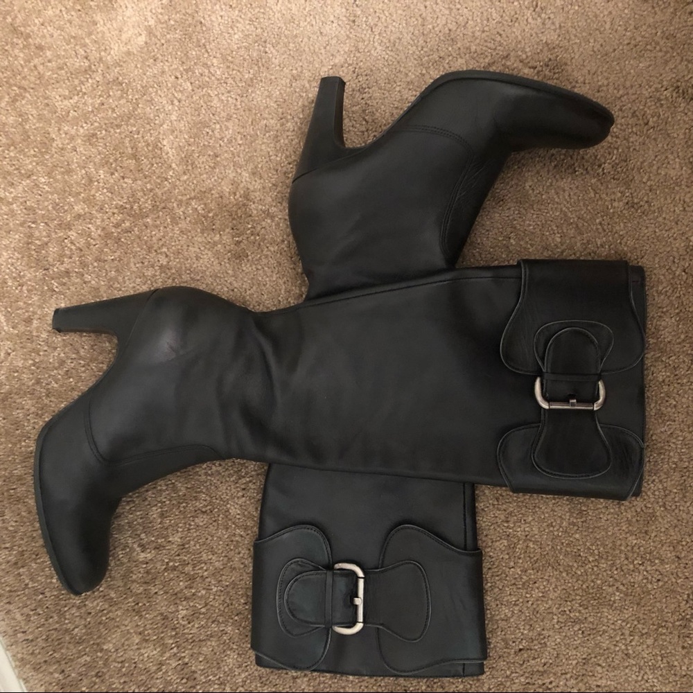 Knee High Leather Buckle Boots - Picture 2 of 7